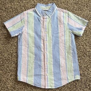 Janie and Jack Pastel Stripe Button-Down Shirt - Blue, Pink, Green, White